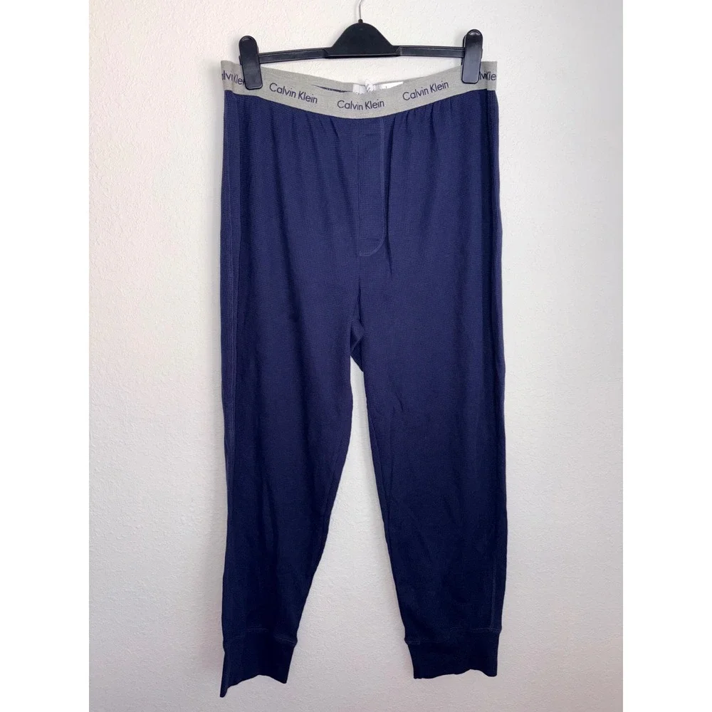 Calvin Klein Mens Navy Blue gray  Waffle Knit‎  Pajama Pants Joggers Size xl